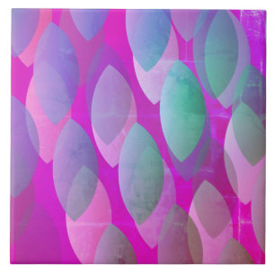 Modern Abstract Pattern Magenta Purple Pink Teal Ceramic Tile