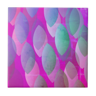 Modern Abstract Pattern   Magenta Purple Pink Teal Ceramic Tile