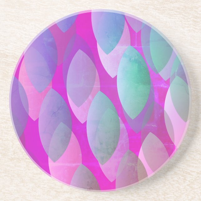 Modern Abstract Pattern | Magenta Purple Pink Teal Coaster (Front)