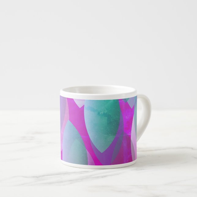 Modern Abstract Pattern | Magenta Purple Pink Teal Espresso Cup (Front Right)