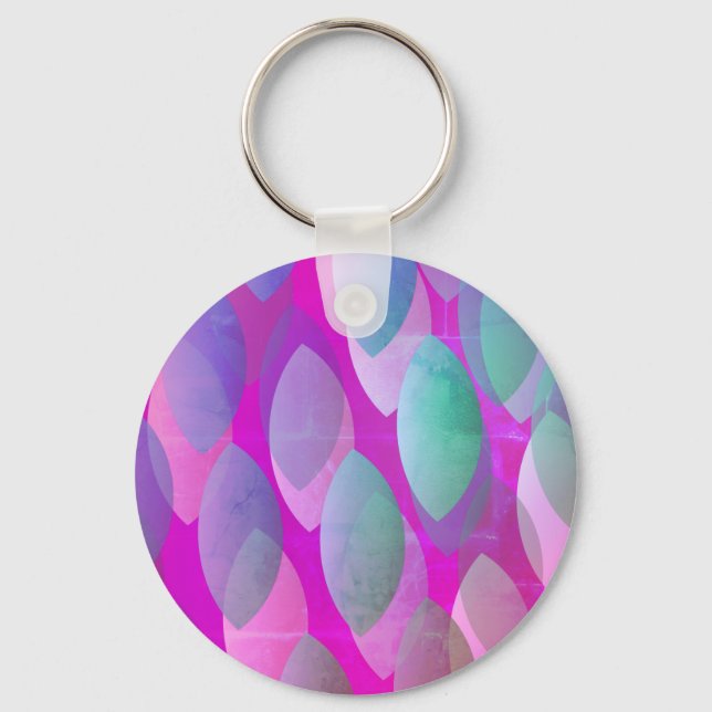 Modern Abstract Pattern | Magenta Purple Pink Teal Key Ring (Front)