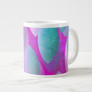 Modern Abstract Pattern   Magenta Purple Pink Teal Large Coffee Mug