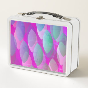 Modern Abstract Pattern Magenta Purple Pink Teal Metal Lunch Box