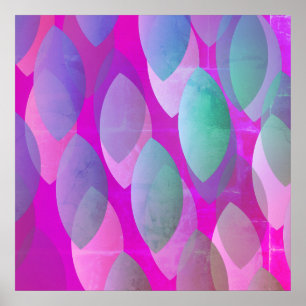 Modern Abstract Pattern Magenta Purple Pink Teal Poster