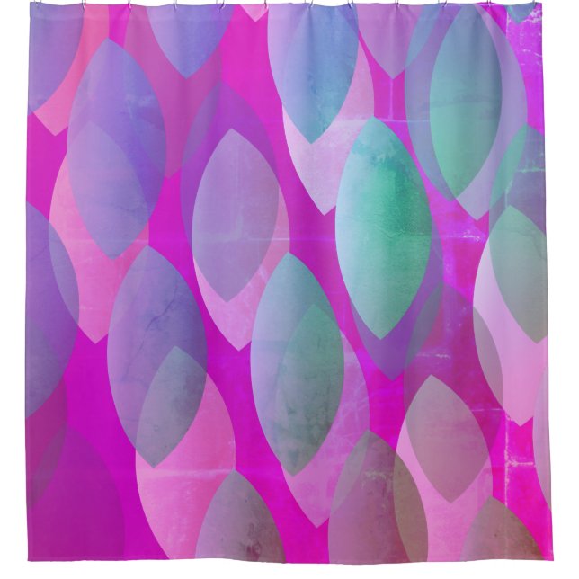 Modern Abstract Pattern | Magenta Purple Pink Teal Shower Curtain (Front)