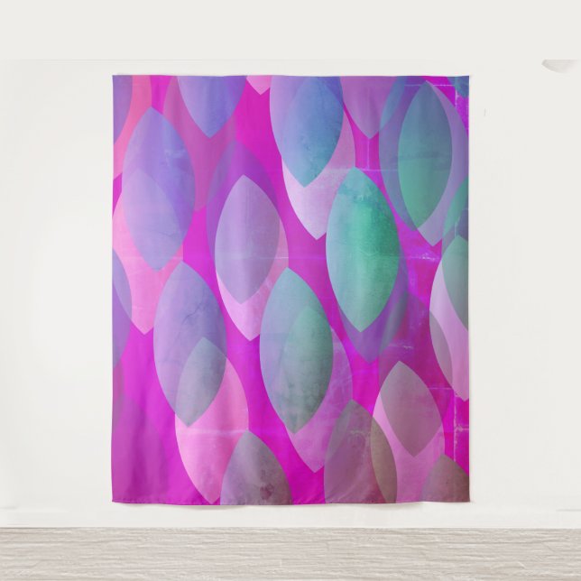 Modern Abstract Pattern | Magenta Purple Pink Teal Tapestry (Front)