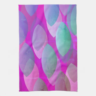 Modern Abstract Pattern   Magenta Purple Pink Teal Tea Towel