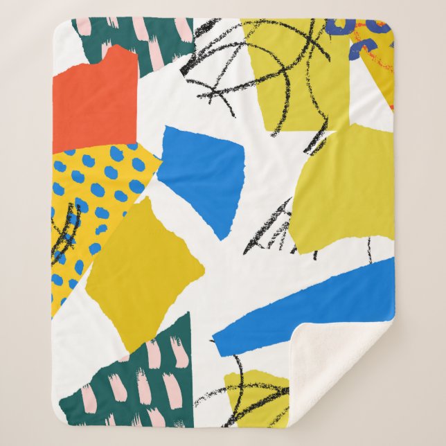 Modern Abstract Pattern with Shapes. Sherpa Blanket (Front)