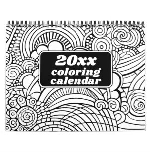 Modern Abstract Patterns - Black White Colouring Calendar