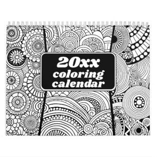 Modern Abstract Patterns Colouring - Black White Calendar
