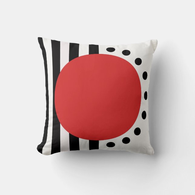 Modern abstract pillow black, red, white (Front)