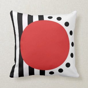 Modern abstract pillow black, red, white