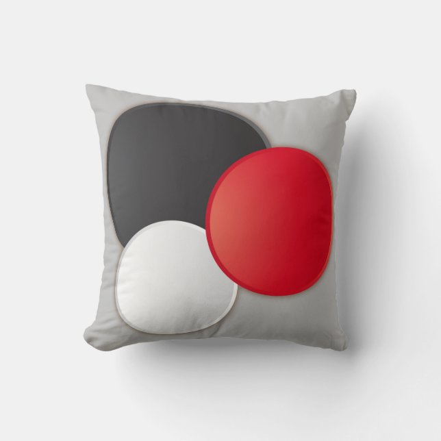Modern abstract pillow black, red, white, grey (Front)
