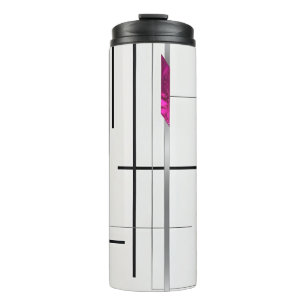 Modern Abstract Pink, Black Grey Thermal Tumbler