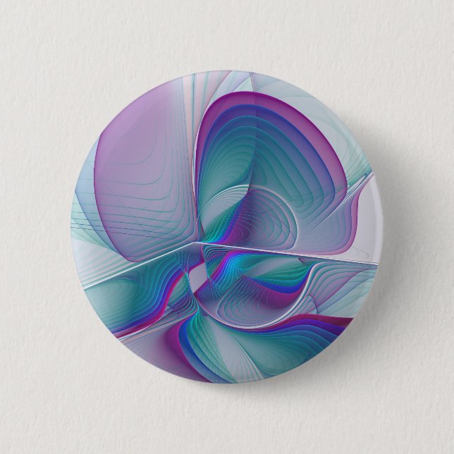 Modern Abstract Pink Blue Turquoise Fractal Art 6 Cm Round Badge (Front)