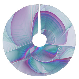Modern Abstract Pink Blue Turquoise Fractal Art Brushed Polyester Tree Skirt