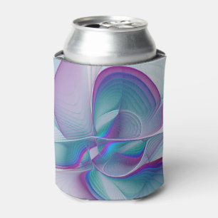 Modern Abstract Pink Blue Turquoise Fractal Art Can Cooler