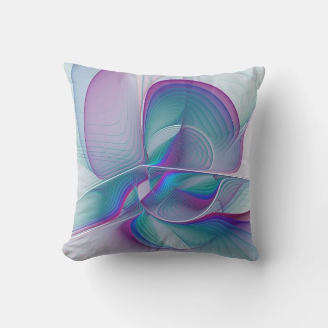 Modern Abstract Pink Blue Turquoise Fractal Art Cushion (Front)