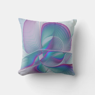 Modern Abstract Pink Blue Turquoise Fractal Art Cushion