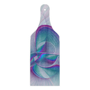 Modern Abstract Pink Blue Turquoise Fractal Art Cutting Board