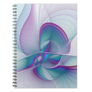 Modern Abstract Pink Blue Turquoise Fractal Art Notebook