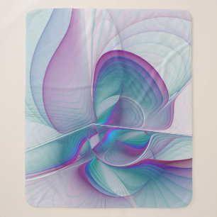 Modern Abstract Pink Blue Turquoise Fractal Art Sherpa Blanket