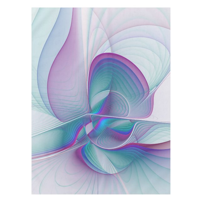 Modern Abstract Pink Blue Turquoise Fractal Art Tablecloth (Front)
