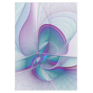 Modern Abstract Pink Blue Turquoise Fractal Art Tablecloth
