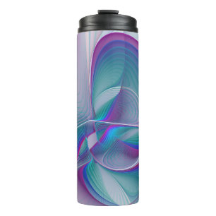 Modern Abstract Pink Blue Turquoise Fractal Art Thermal Tumbler