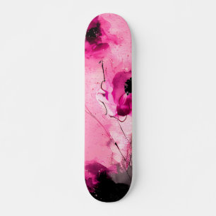 Modern Abstract Pink Floral  Skateboard