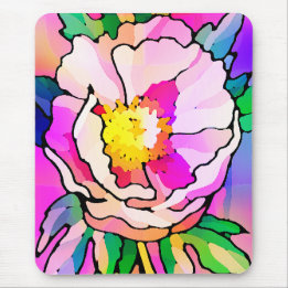 Modern Abstract Pink Flower Mouse Pad