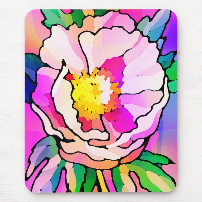 Modern Abstract Pink Flower Mouse Pad (Front)