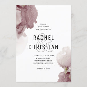 Modern abstract pink geode wedding invitation