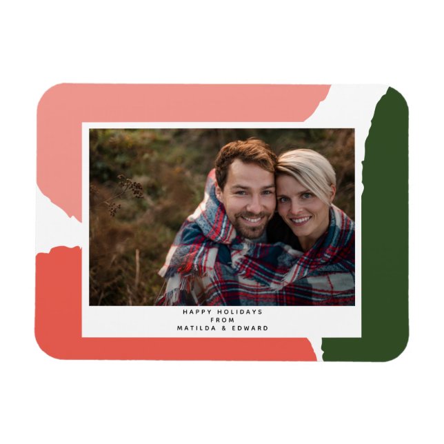 modern abstract pink green holiday magnet (Horizontal)