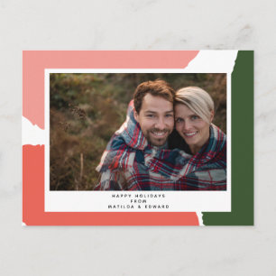 modern abstract pink green holiday postcard