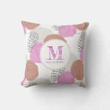 Modern Abstract Pink Grey Pattern Monogram 