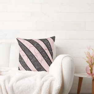 Modern Abstract Pink Marble Stripes Blush Pink Cushion