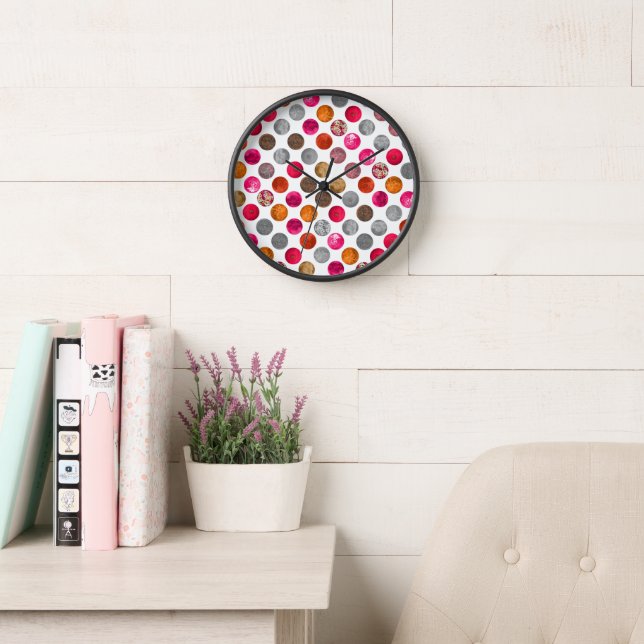 Modern Abstract Pink Orange Geo Spheres Clock (Reading Room)
