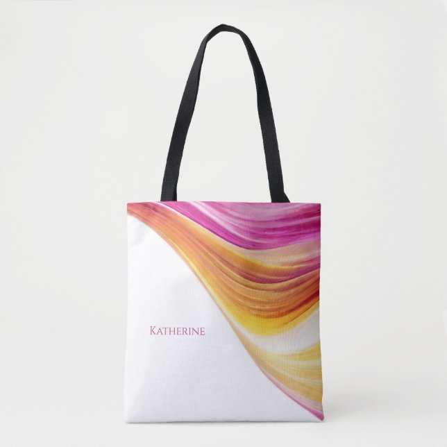 Modern Abstract-Pink Orange Yellow-Personalised- Tote Bag (Front)