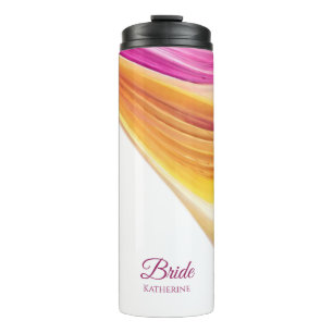 Modern Abstract-Pink Orange Yellow- Thermal Tumbler