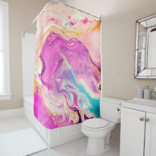 Modern Abstract Pink Purple Paint Swirl Shower Curtain