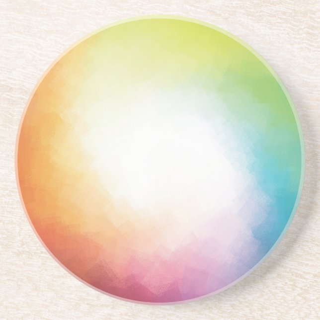 Modern Abstract Pink Red Blue Green Yellow Custom Coaster (Front)