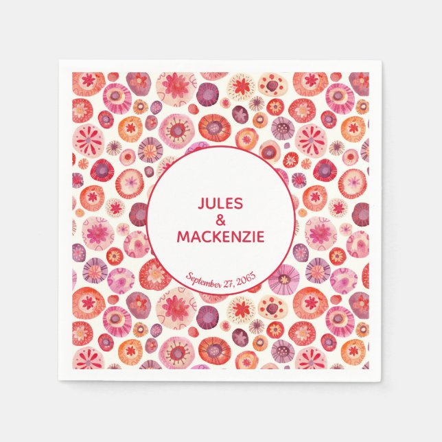 Modern Abstract Pink Watercolor Circles Napkin (Front)