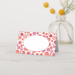 Modern Abstract Pink Watercolor Circles Place Card