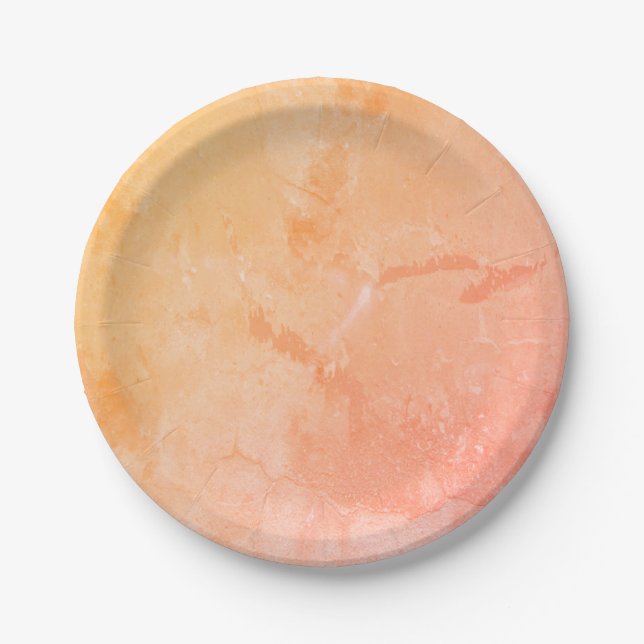 Modern Abstract Pink, Yellow, Peach Paper Plate (Front)