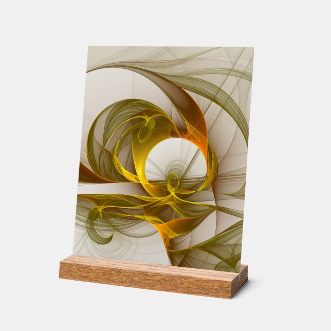 Modern Abstract Precious Metal Colours Fractal Acrylic Sign (Angle)