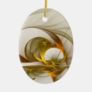 Modern Abstract Precious Metal Colours Fractal Ceramic Ornament
