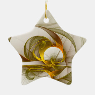 Modern Abstract Precious Metal Colours Fractal Ceramic Ornament