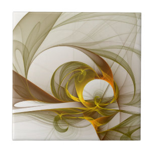 Modern Abstract Precious Metal Colours Fractal Ceramic Tile
