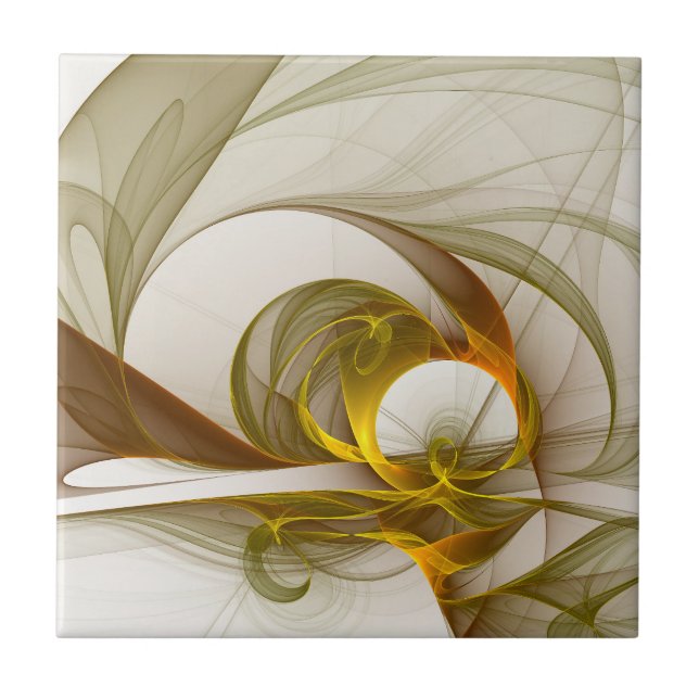 Modern Abstract Precious Metal Colours Fractal Ceramic Tile (Front)